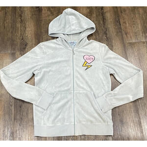 Vintage Juicy Couture Hoodie Y2K Full Zip Green Terry Cloth XL Track USA Made